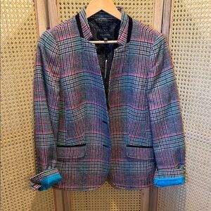 Talbots Plaid Blazer with Polka Dot Lining